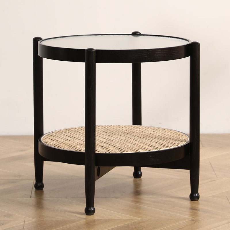 Glass-Topped Coffee Cocktail Table with Shelf Contemporary 4 Legs Coffee Table
