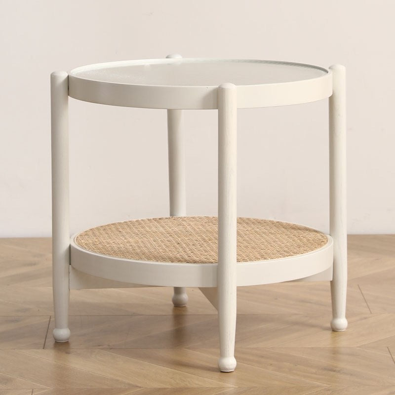 Glass-Topped Coffee Cocktail Table with Shelf Contemporary 4 Legs Coffee Table