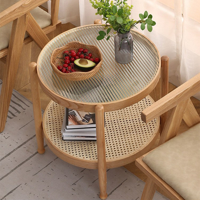 Glass-Topped Coffee Cocktail Table with Shelf Contemporary 4 Legs Coffee Table