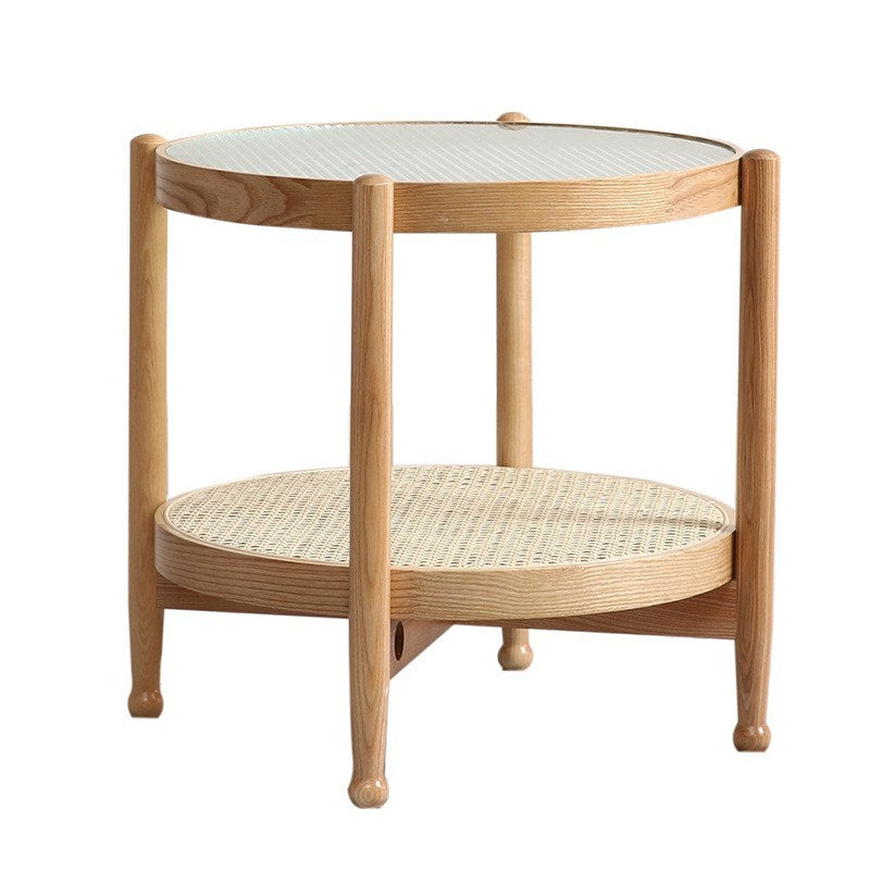 Glass-Topped Coffee Cocktail Table with Shelf Contemporary 4 Legs Coffee Table