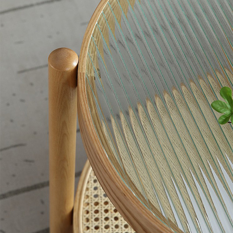 Glass-Topped Coffee Cocktail Table with Shelf Contemporary 4 Legs Coffee Table