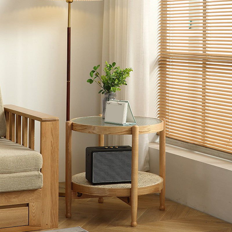 Glass-Topped Coffee Cocktail Table with Shelf Contemporary 4 Legs Coffee Table