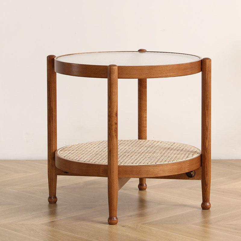 Glass-Topped Coffee Cocktail Table with Shelf Contemporary 4 Legs Coffee Table