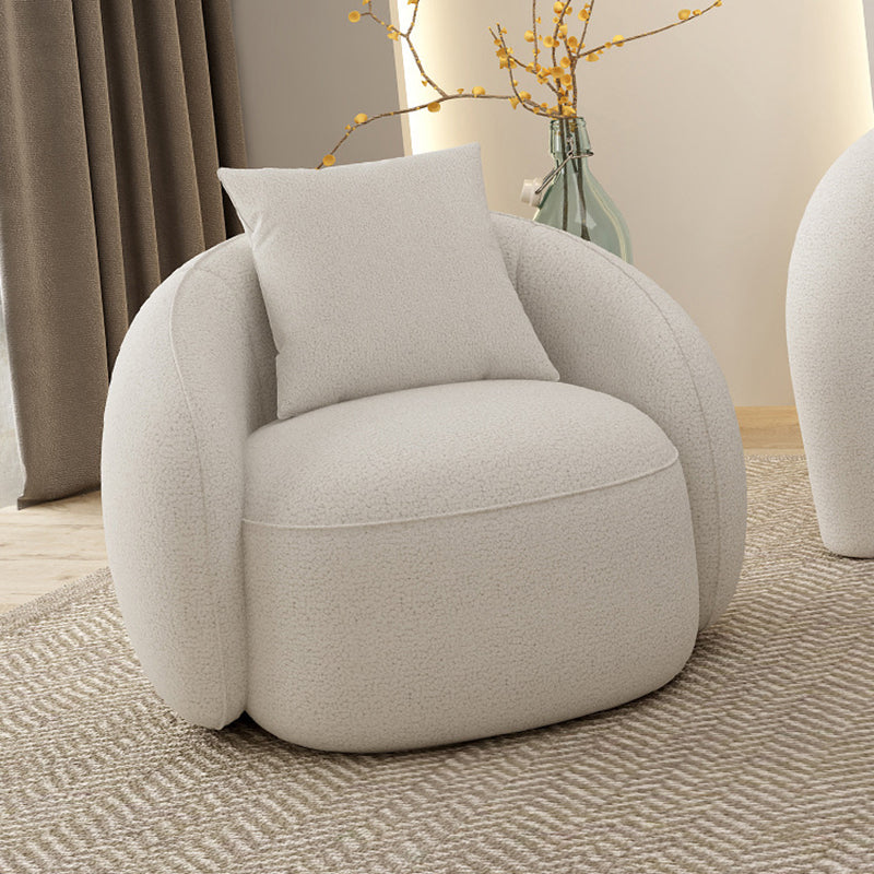 Modern Style Curved Sofa with Pillows Sloped Armed Sofa in White