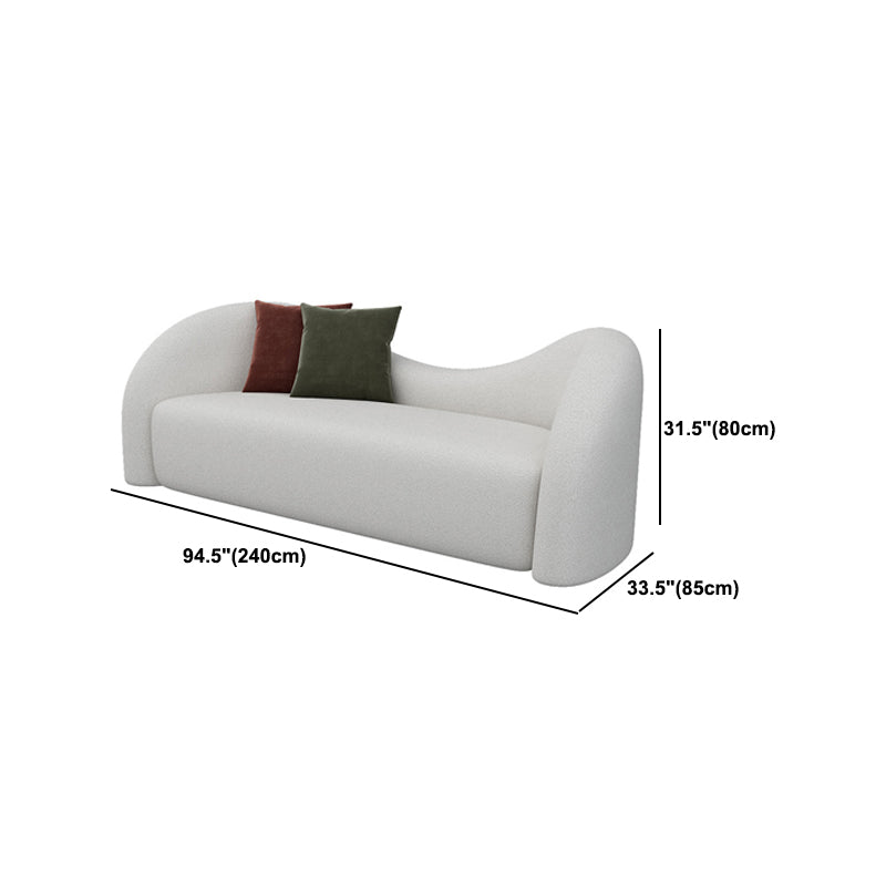 Modern Style Curved Sofa with Pillows Sloped Armed Sofa in White