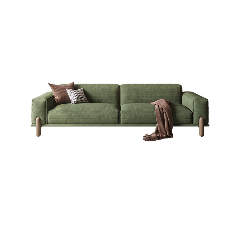 Modern Style Corduroy Sofa 30.7" High Square Arm Sofa in Green