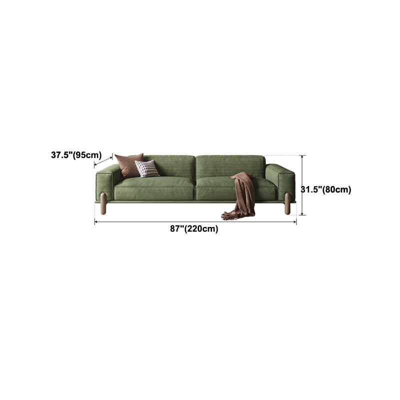 Modern Style Corduroy Sofa 30.7" High Square Arm Sofa in Green