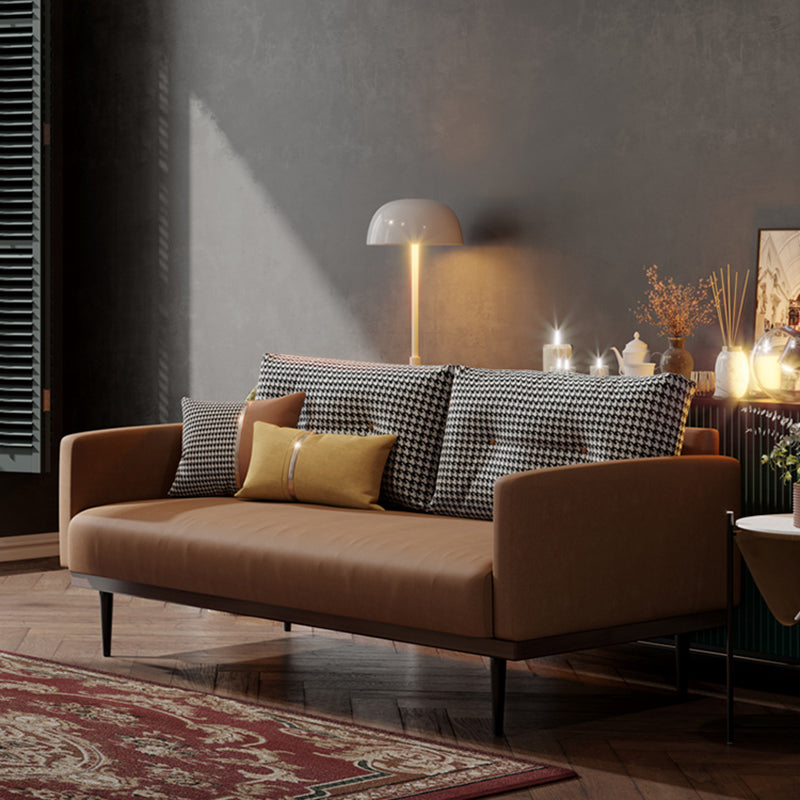 29.5" H Contemporary Faux Leather Square Arm Sofa for Living Room