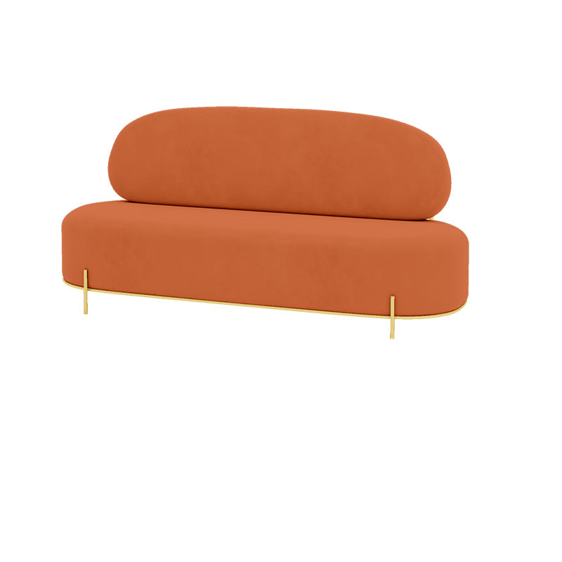 Contemporary White / Orange 31.5" H Velvet Armless Sofa for Living Room
