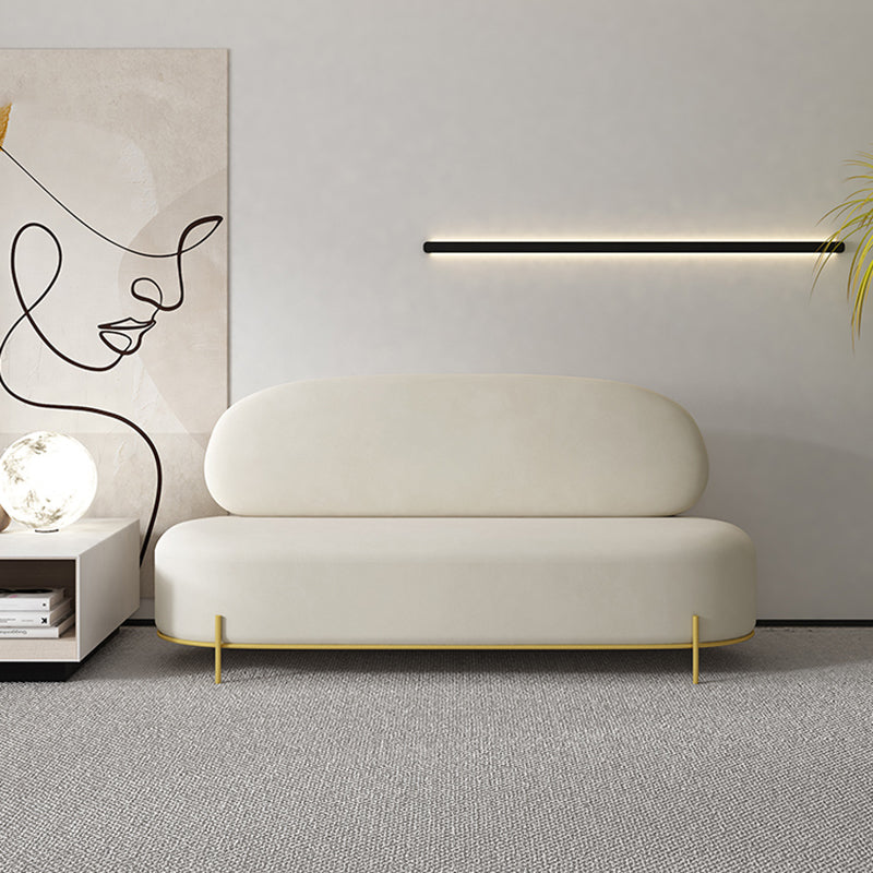 Contemporary White / Orange 31.5" H Velvet Armless Sofa for Living Room