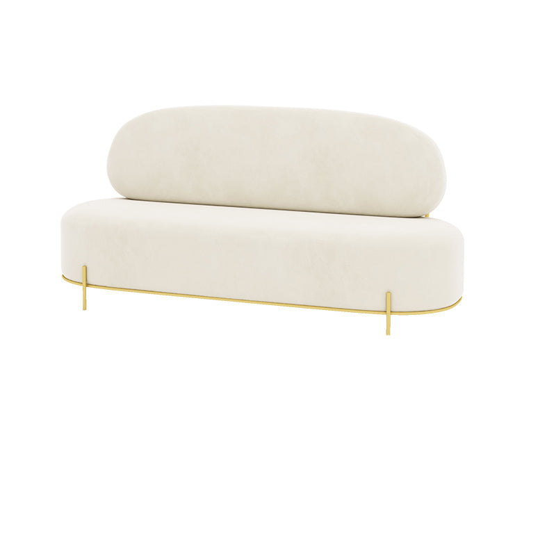 Contemporary White / Orange 31.5" H Velvet Armless Sofa for Living Room