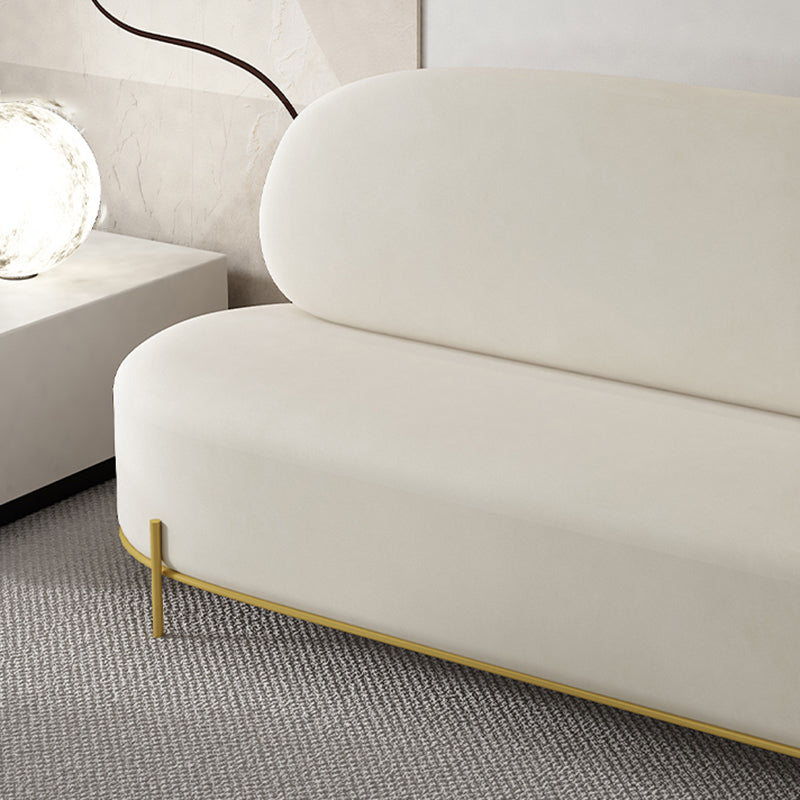 Contemporary White / Orange 31.5" H Velvet Armless Sofa for Living Room
