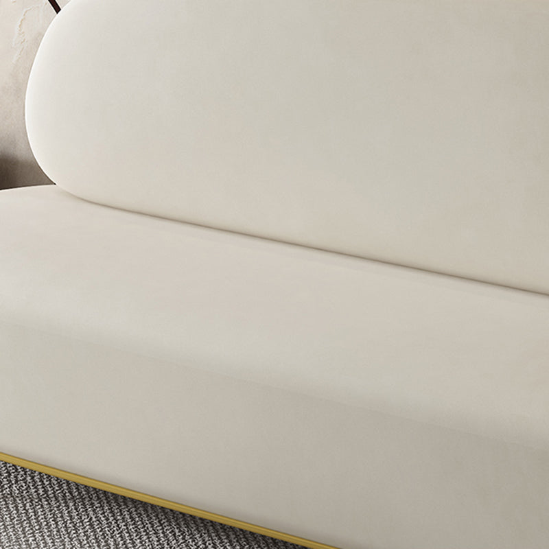 Contemporary White / Orange 31.5" H Velvet Armless Sofa for Living Room