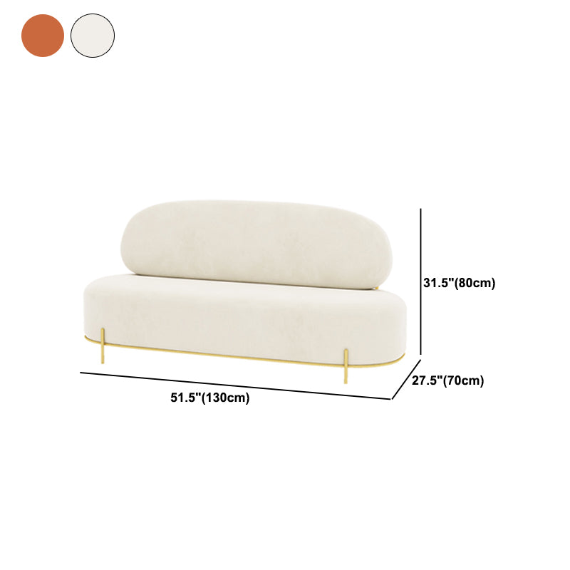 Contemporary White / Orange 31.5" H Velvet Armless Sofa for Living Room