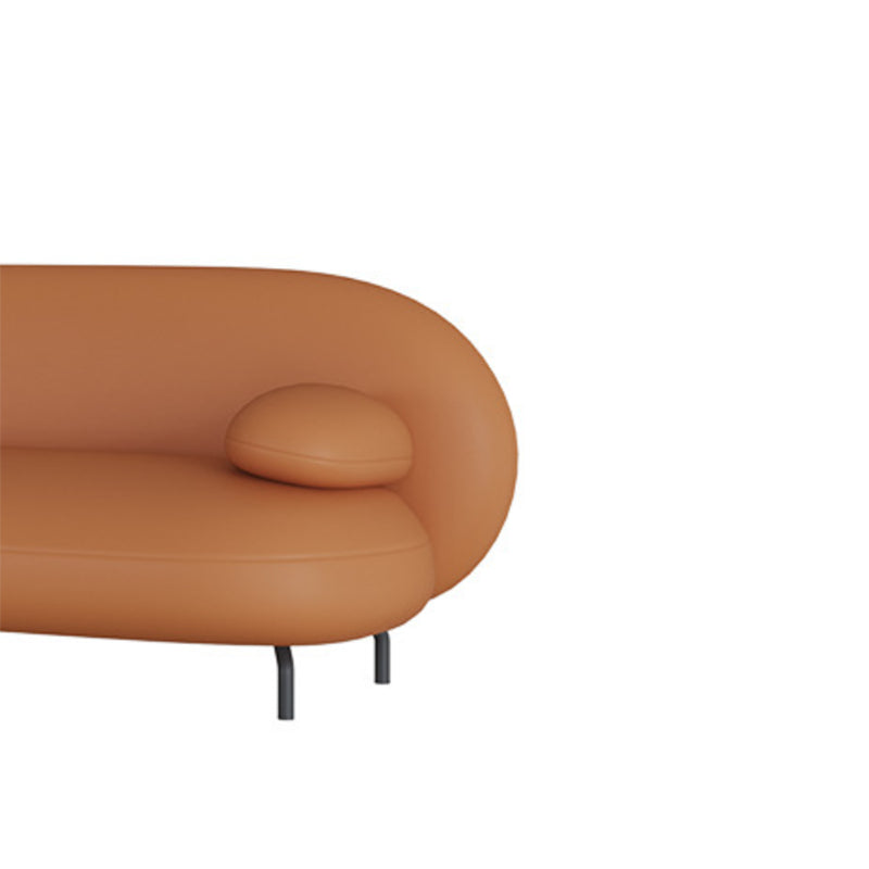 Contemporary 29.5" H Orange Faux Leather Pillow Top Arm Sofa