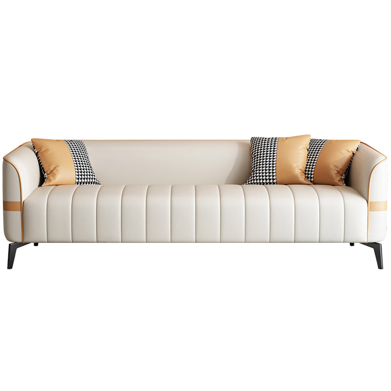 Contemporary 225.6" H Faux Leather Tuxedo Arm Sofa for Living Room