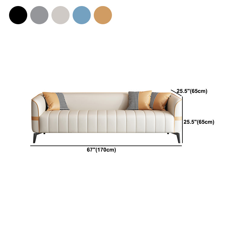 Contemporary 225.6" H Faux Leather Tuxedo Arm Sofa for Living Room
