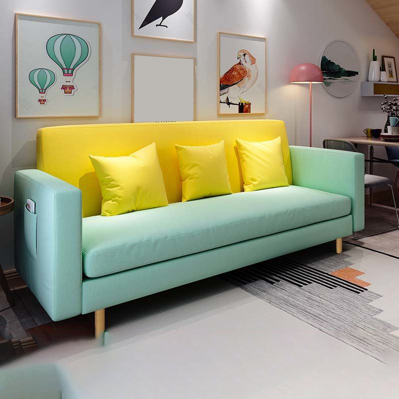 25.6" H Contemporary 3-seater Cotton Square Arm Sofa for Living Room