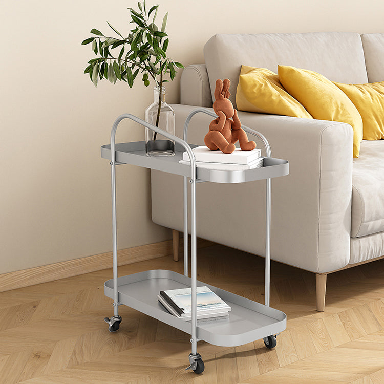 25.2" Tall Rectangle Tray Top Side Table Iron Sled Base End Table with Shelf