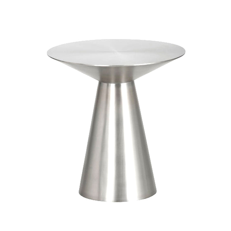 22.24" Tall Round Top Side Table Stainless Steel Pedestal End Table
