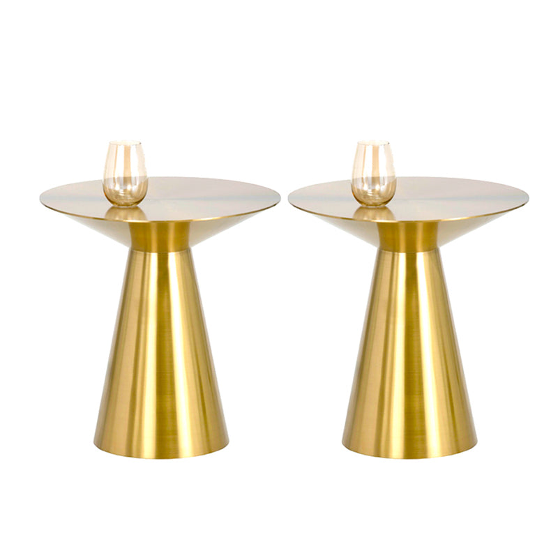 22.24" Tall Round Top Side Table Stainless Steel Pedestal End Table