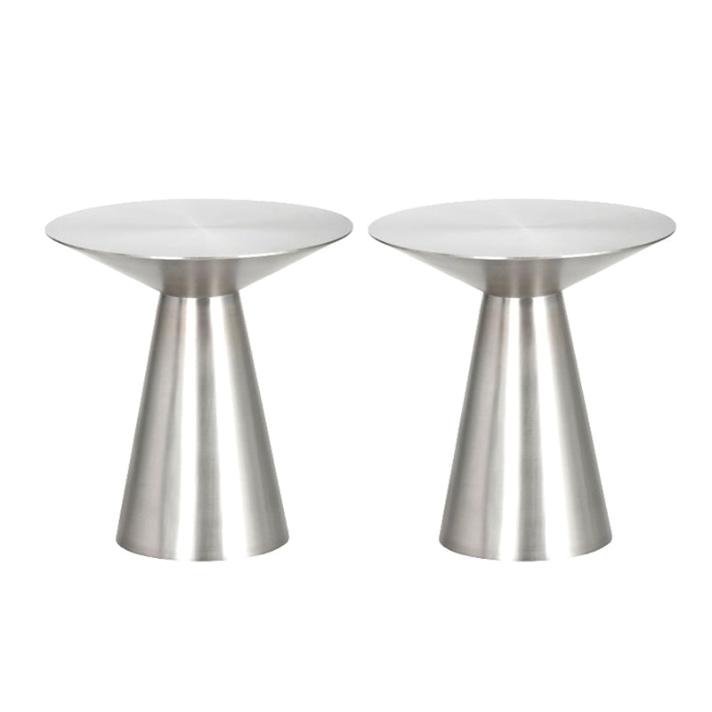 22.24" Tall Round Top Side Table Stainless Steel Pedestal End Table