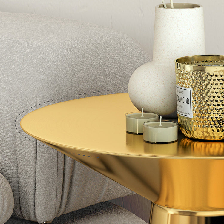 22.24" Tall Round Top Side Table Stainless Steel Pedestal End Table