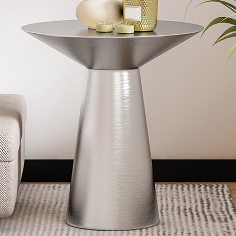 22.24" Tall Round Top Side Table Stainless Steel Pedestal End Table