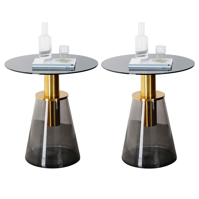 25.2" Tall Contemporary Style Side End Table Glass Pedestal Round Sofa Side Accent Table