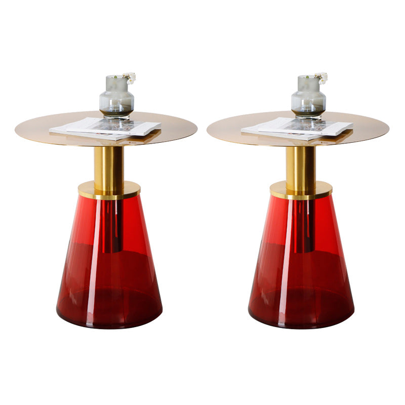 25.2" Tall Contemporary Style Side End Table Glass Pedestal Round Sofa Side Accent Table