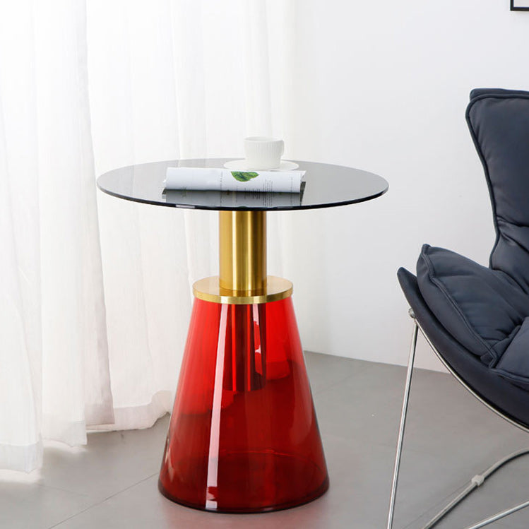 25.2" Tall Contemporary Style Side End Table Glass Pedestal Round Sofa Side Accent Table