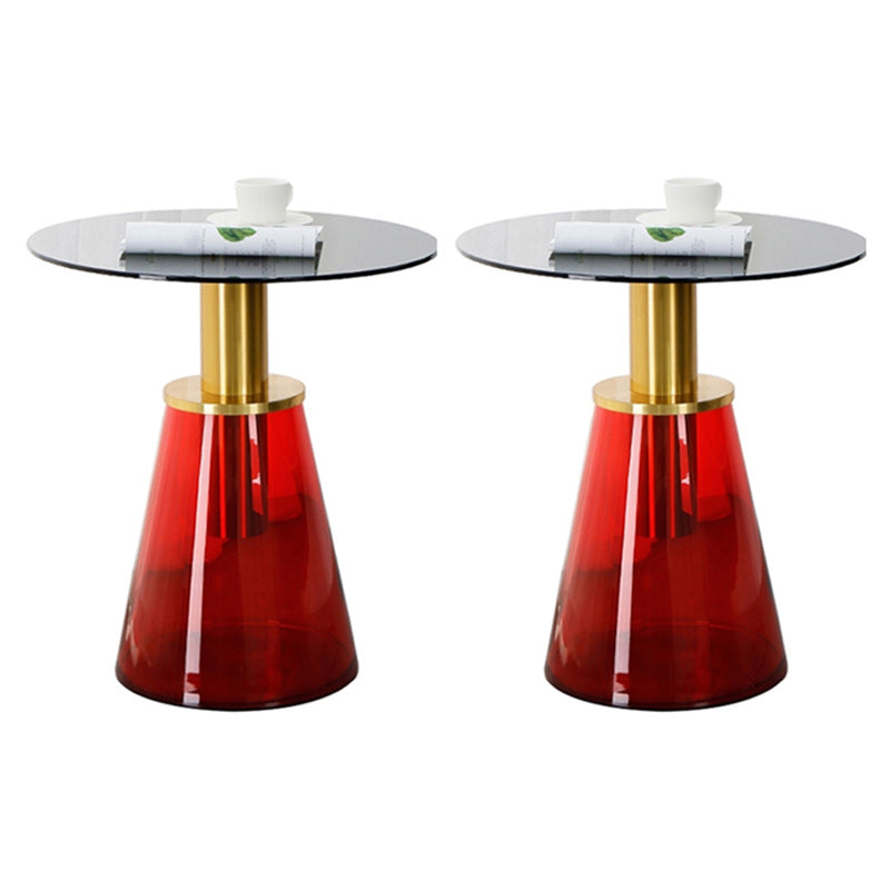 25.2" Tall Contemporary Style Side End Table Glass Pedestal Round Sofa Side Accent Table