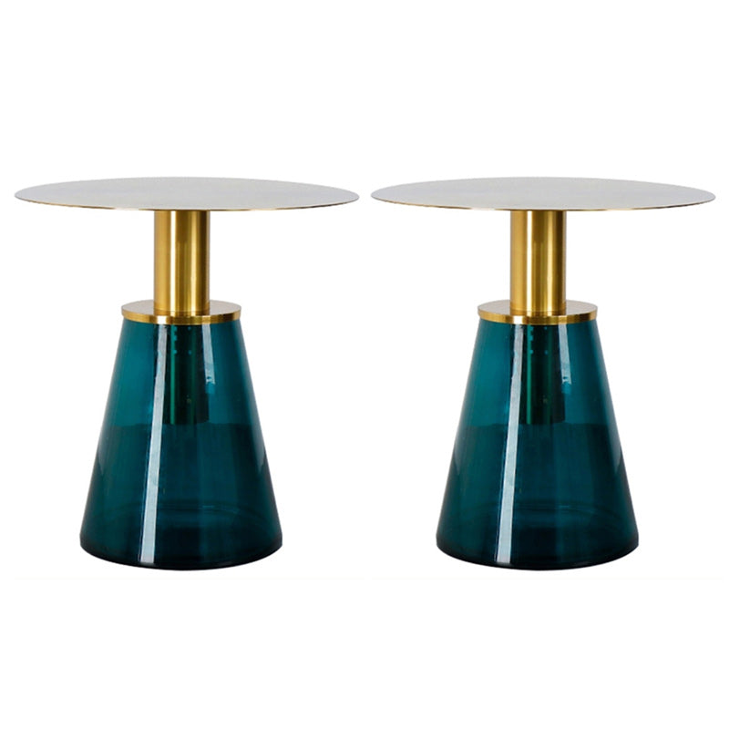 25.2" Tall Contemporary Style Side End Table Glass Pedestal Round Sofa Side Accent Table