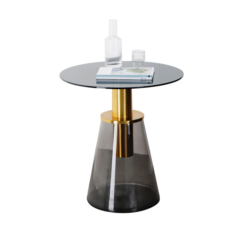 25.2" Tall Contemporary Style Side End Table Glass Pedestal Round Sofa Side Accent Table