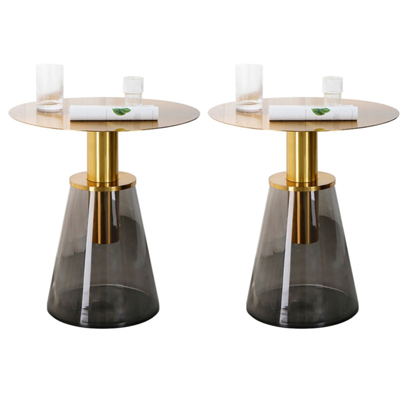 25.2" Tall Contemporary Style Side End Table Glass Pedestal Round Sofa Side Accent Table