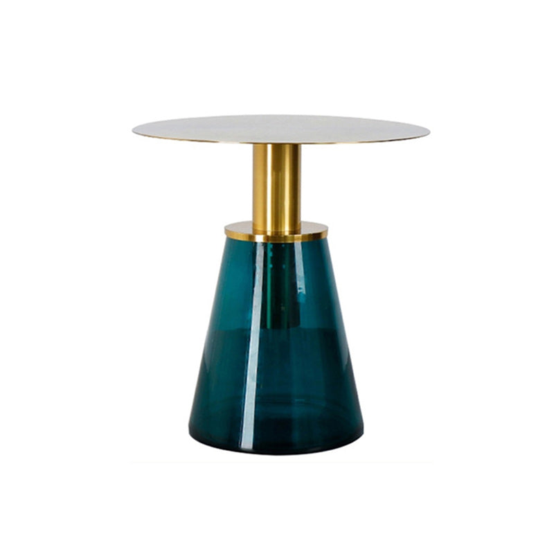 25.2" Tall Contemporary Style Side End Table Glass Pedestal Round Sofa Side Accent Table