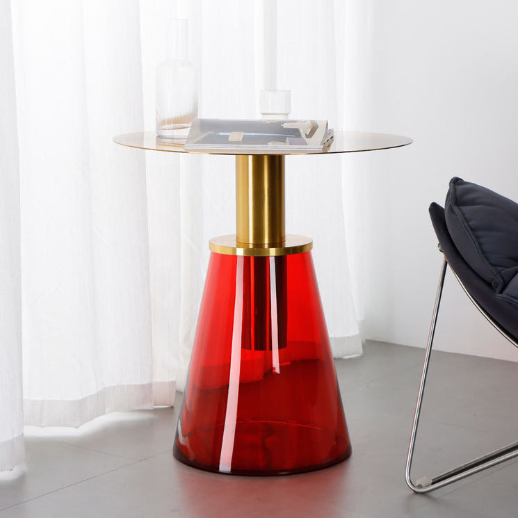 25.2" Tall Contemporary Style Side End Table Glass Pedestal Round Sofa Side Accent Table