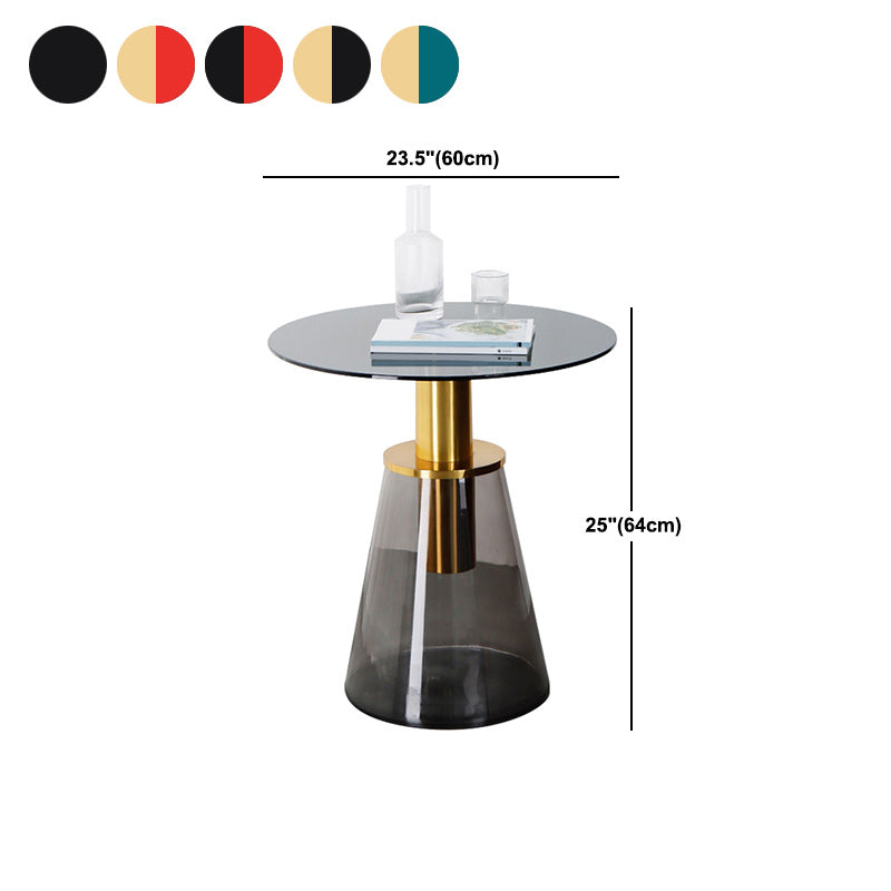 25.2" Tall Contemporary Style Side End Table Glass Pedestal Round Sofa Side Accent Table