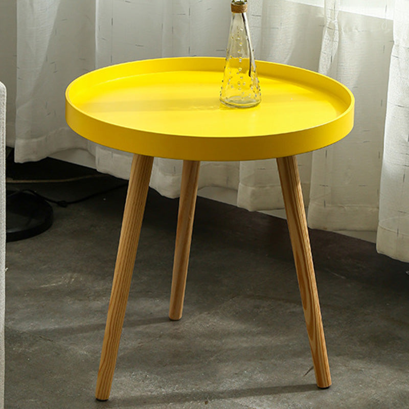 19.69 inch Wide Scandinavian Sofa Side Accent Table Wooden 3 Legs Round Side End Table