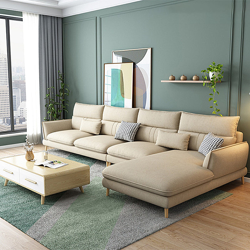 Contemporary Flared Arm Stationary Living Room Cushions Sofa Chaise