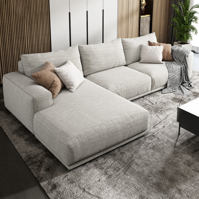 Nordic Stationary Living Room Seating Square Arm Pillows Sofa Chaise