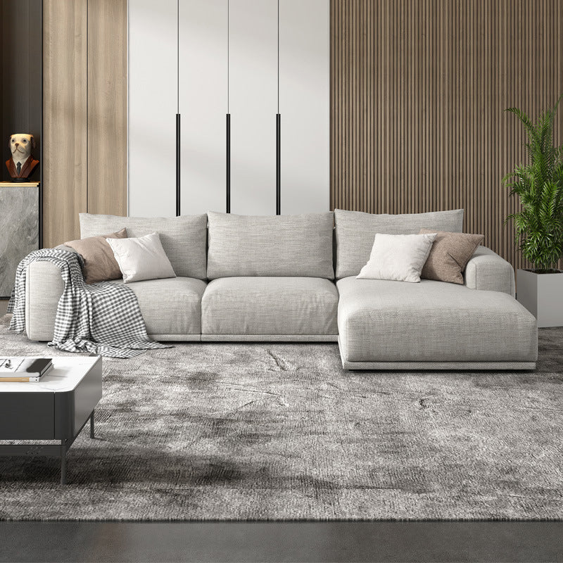 Nordic Stationary Living Room Seating Square Arm Pillows Sofa Chaise
