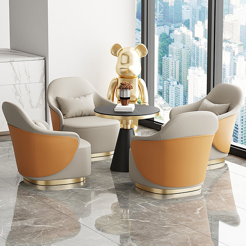 Recessed Arms Chair 25.59" Wide Faux Leather Arms Included Chair with Pillow Back