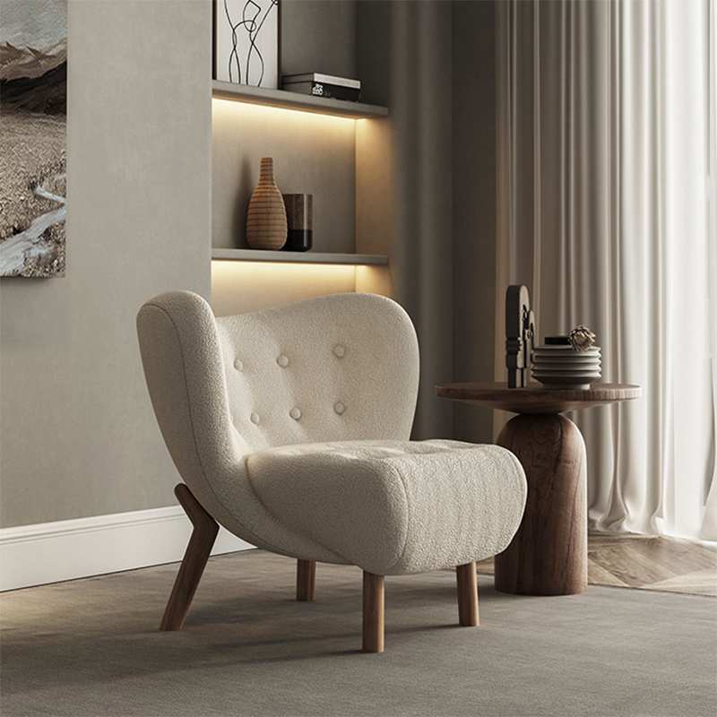 Nordic Armless Pine Basic Four Leg Fixed Back Slipper Accent Chair