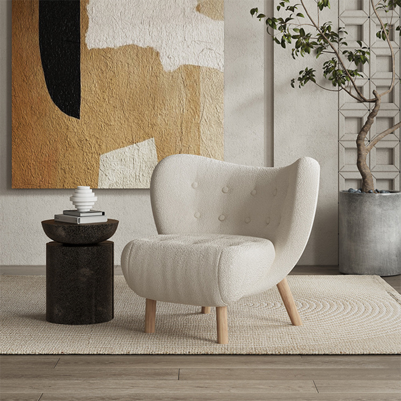 Nordic Armless Pine Basic Four Leg Fixed Back Slipper Accent Chair