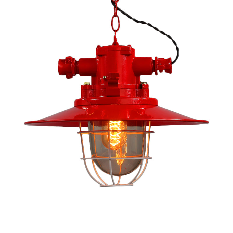 Einzellicht hängende Deckenleuchte mit Kegelschatten klares Glas Industrial Esszimmer Anhänger Beleuchtung in Weiß/Rot/Rost