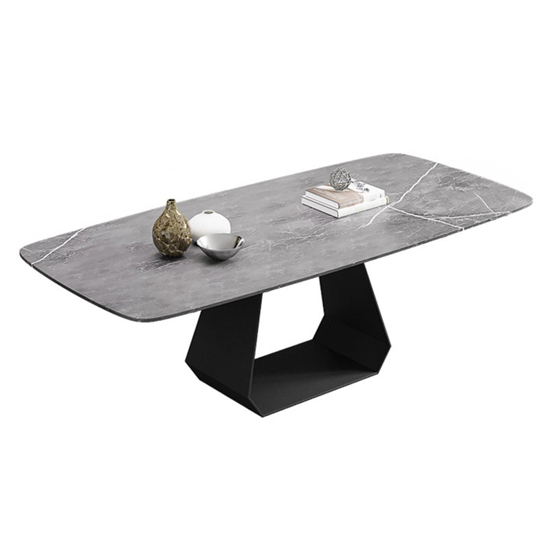 Rectangular Sintered Stone Dining Table Modern Dining Table with Metal Base