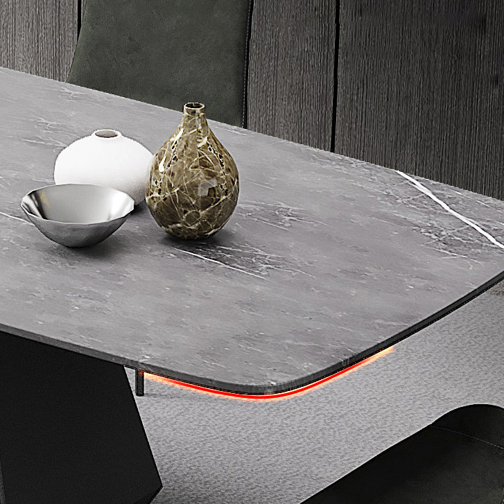 Rectangular Sintered Stone Dining Table Modern Dining Table with Metal Base