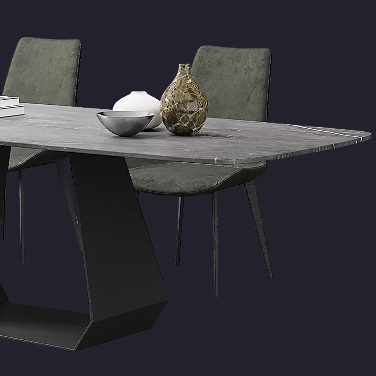 Rectangular Sintered Stone Dining Table Modern Dining Table with Metal Base