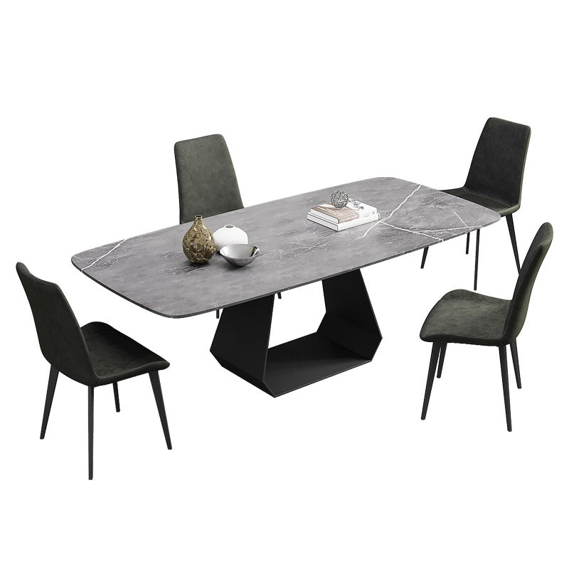 Rectangular Sintered Stone Dining Table Modern Dining Table with Metal Base